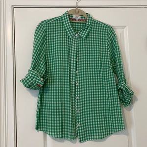 Crown & Ivy Lightweight Green Gingham Button-Up